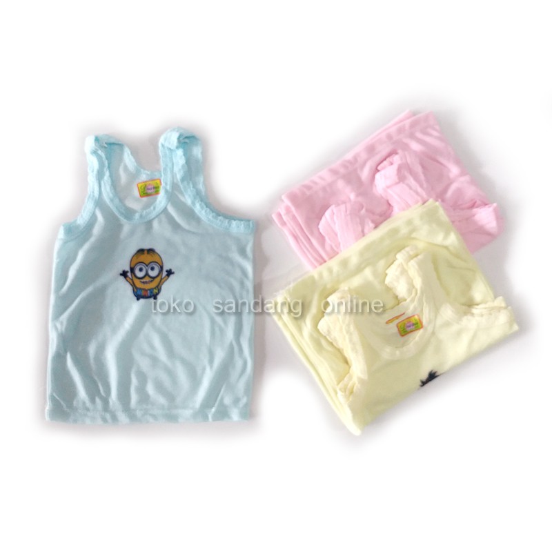 kaos dalam singlet anak gambar karakter LUSIN 12pcs