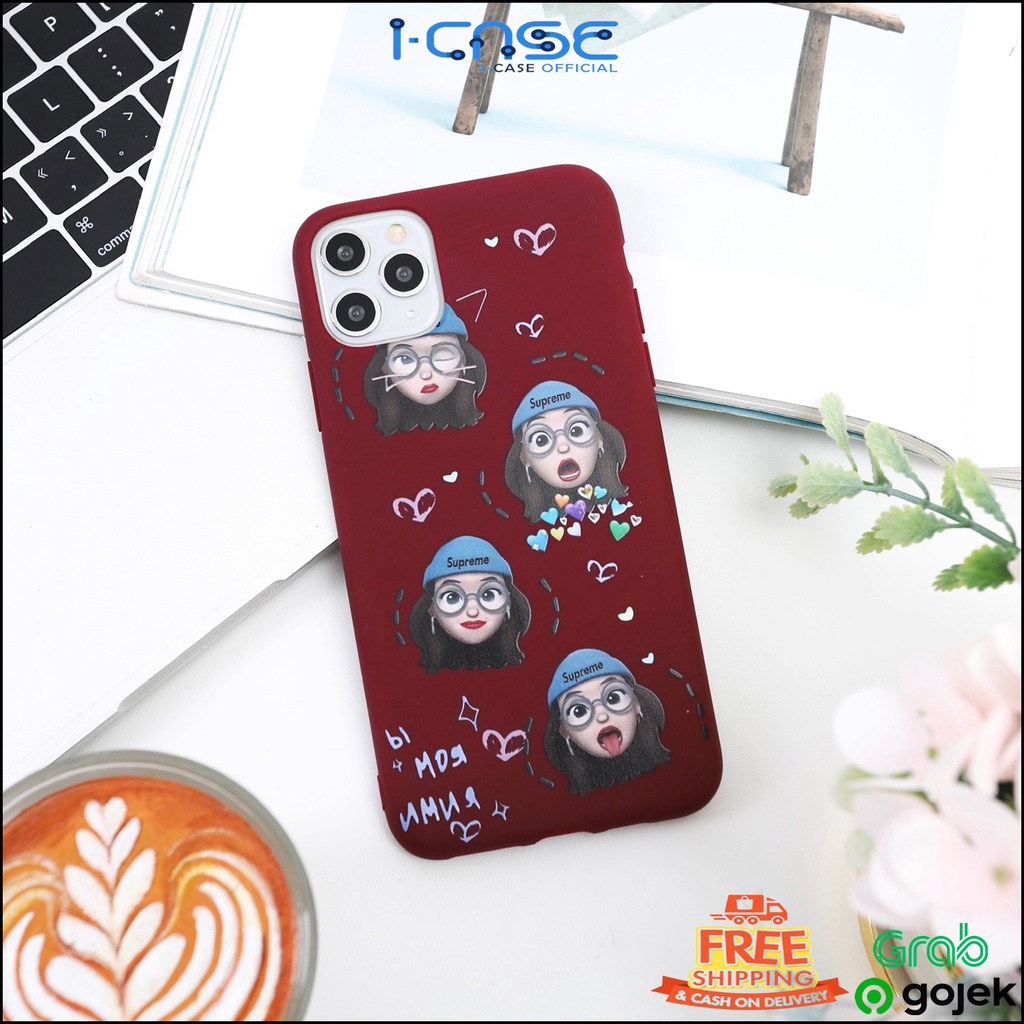 Stiker Girl Soft Case iCase for iPhone 6 7 8 + X XS XR 11 PRO MAX