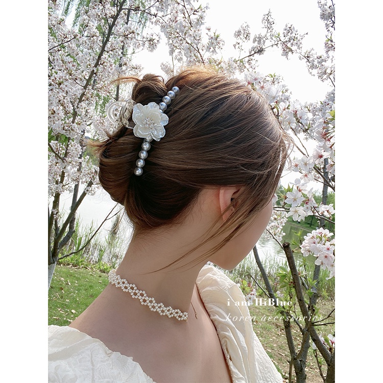 JEPIT BUNGA JEPITAN AKRILIK PANJANG PEARL JEDAI MUTIARA BESAR KLIP AKSESORIS RAMBUT ELEGAN KOREA WANITA FLORAL FLOWER BESAR TEBAL KOREAN WOMEN FEMALE ELEGANT SMALL PEARLS JAW THICK HAIR ACCESSORIES CLUTCHER CLAW CLIP CLIPS LARGE BIG LONG JUMBO HAIRCLIP