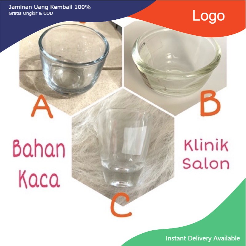 Wadah Peel / Mangkok Cairan Salon Klinik Kaca Bening