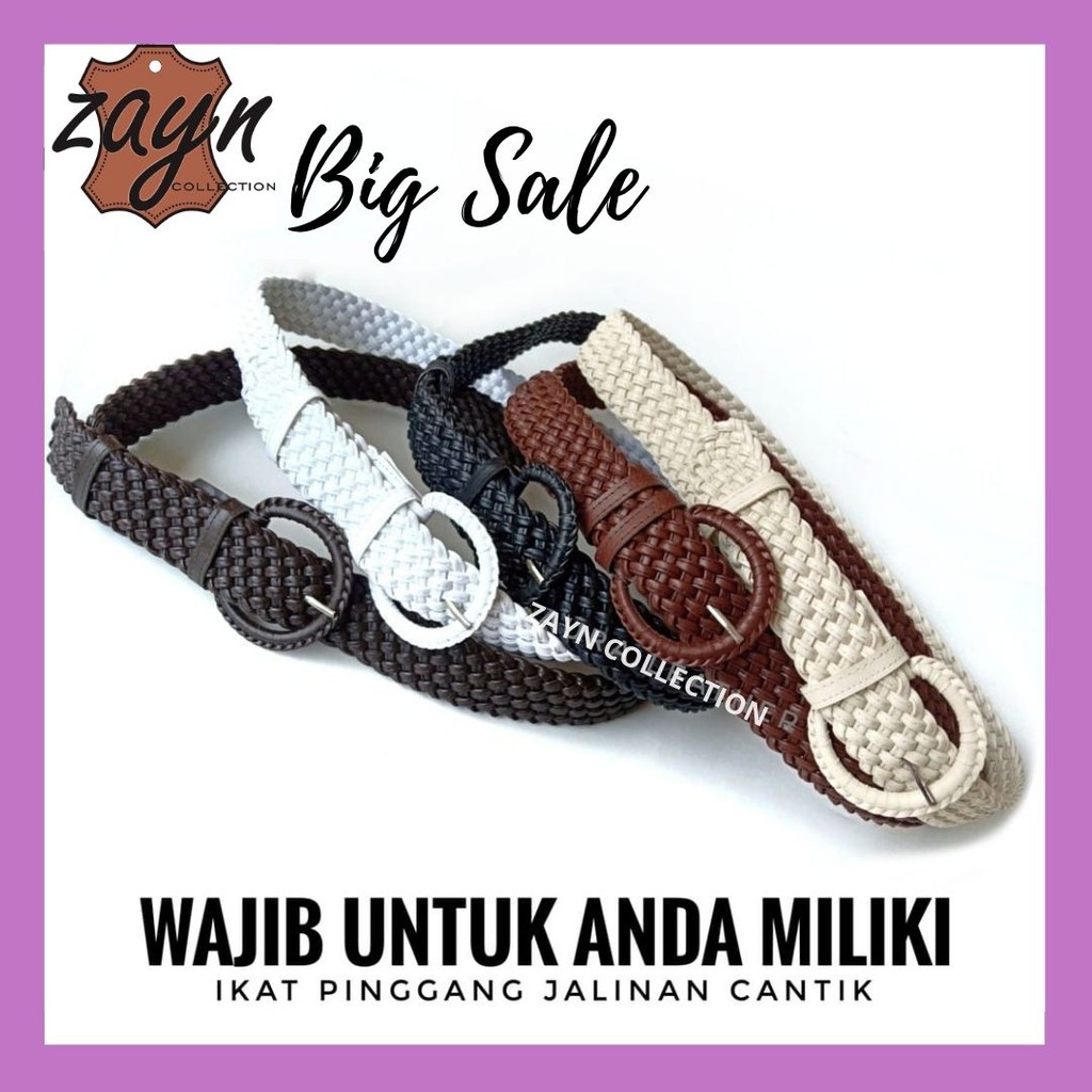 Ikat Pinggang Wanita Jalinan Gesper Rajut Belt Strap Kepang Anyaman