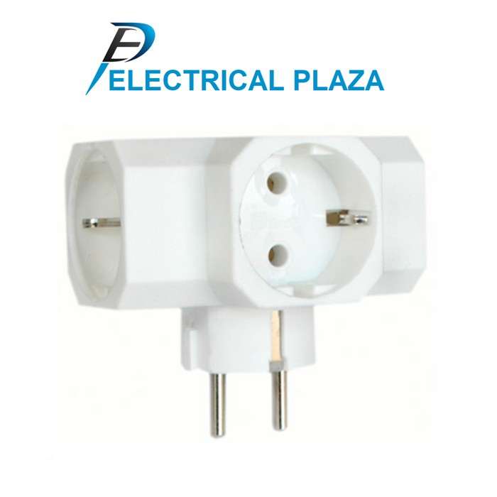 Broco Steker T Arde Putih [13830] Colokan Tusuk Stop Kontak 2P Cabang 3 White [1383055] Original SNI