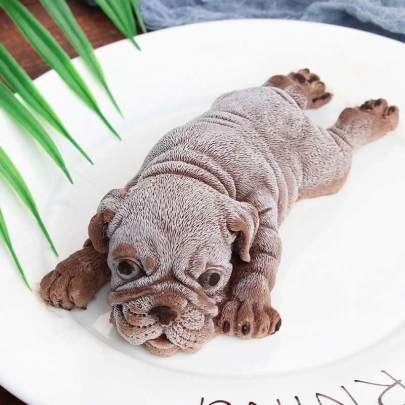 Cetakan Adonan Kue Mousse Desain Anjing 3D Bahan Silikon