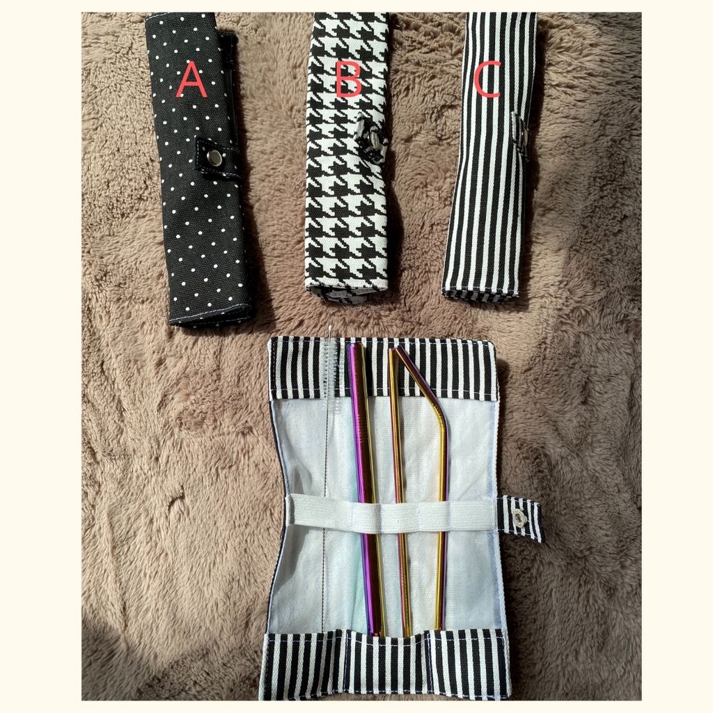 Set Sedotan Stainless Steel Straw Rainbow Dengan Pouch