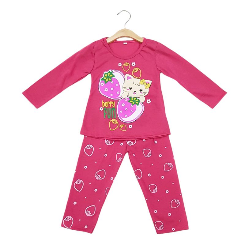 SETELAN SIKUNING PAKAIAN BAJU ANAK PEREMPUAN 2-7 TAHUN MOTIF BERRY FUN LENGAN PANJANG