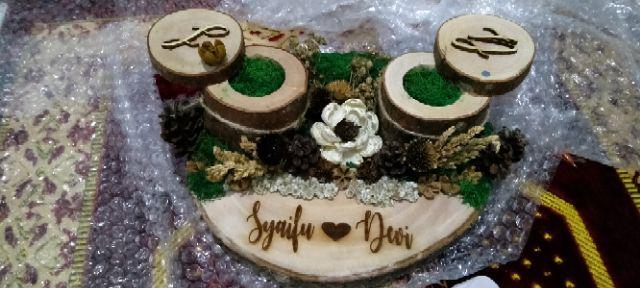Ringbearer Arkanaya Wooden Log Dried Flowers Rustic Ringbox