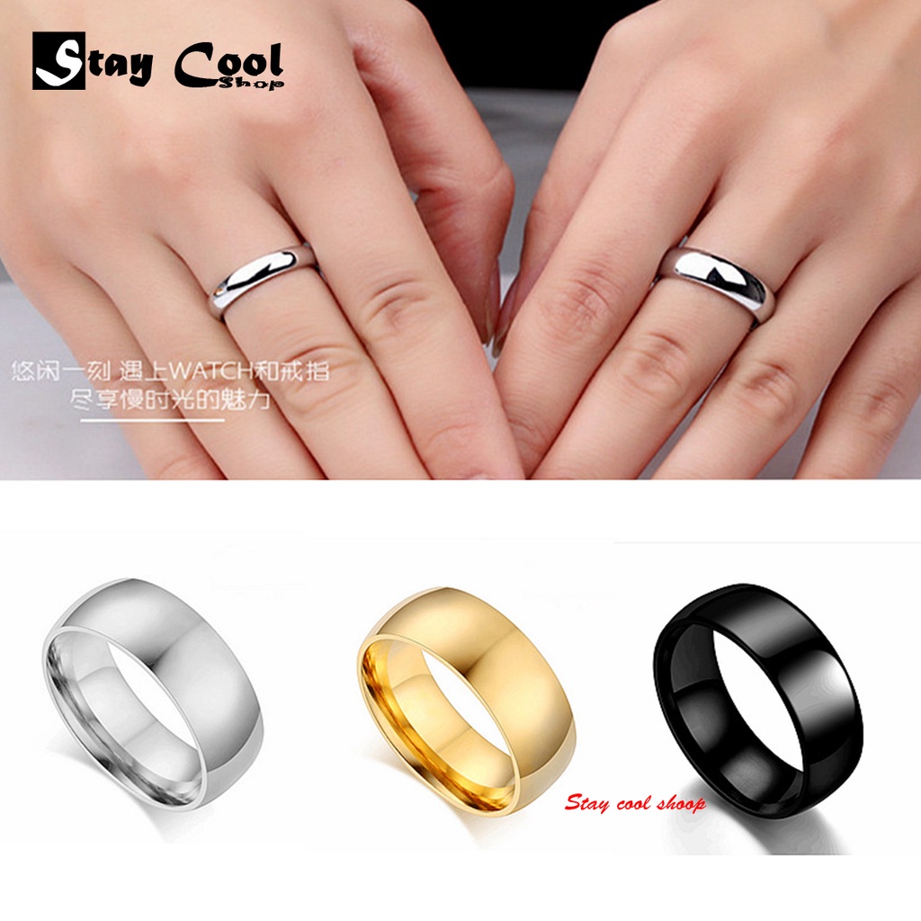 Cincin Bulat Polos Titanium KOREAN FASHION Titanium Tunangan Pria Dan Wanita Anti Karat Asli Ori