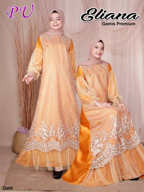 Eliana Maxy, GAMIS MUSLIM CANTIK MURAH FIT XL LD 102 BAHAN MAXMARA VELVET MIX TILE BORDIR TERMURAH