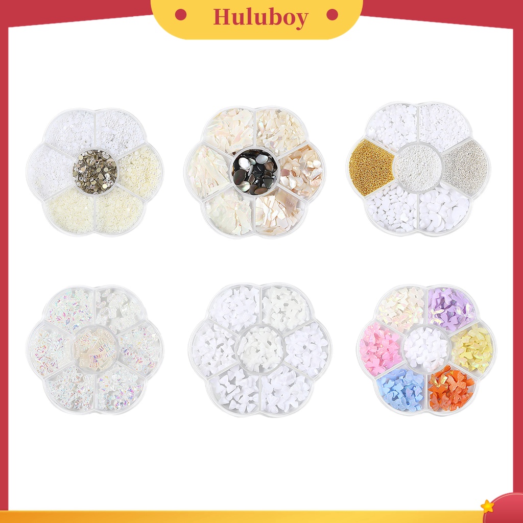 Huluboy Huluboy♡ 1 Kotak Manik-Manik Mutiara Universal Bahan Resin Untuk Dekorasi Nail Art