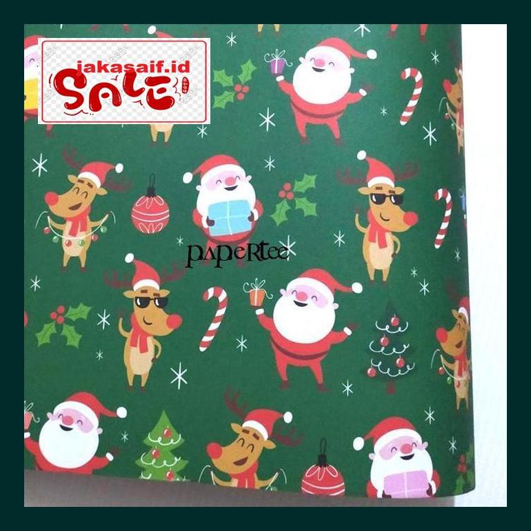 

Perlengkapan Natal -Ty- Kertas Kado Green Santa Deer Natal 790Natt