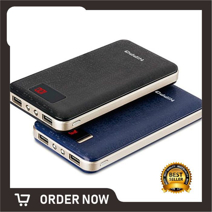 Hippo Viure 20000mAh Powerbank Kapasitas Besar, Warna Hitam dan Biru Gelap