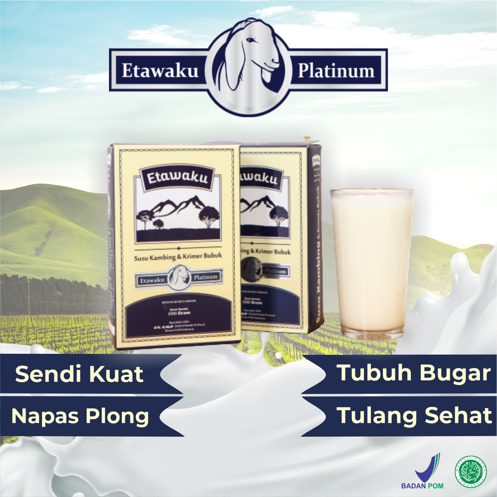 ETAWAKU PLATINUM -SUSU KAMBING ETAWA &amp; KRIMER NABATI BUBUK 200 GR SUSU KUALITAS PREMIUM SEHATKAN TULANG DAN SENDI