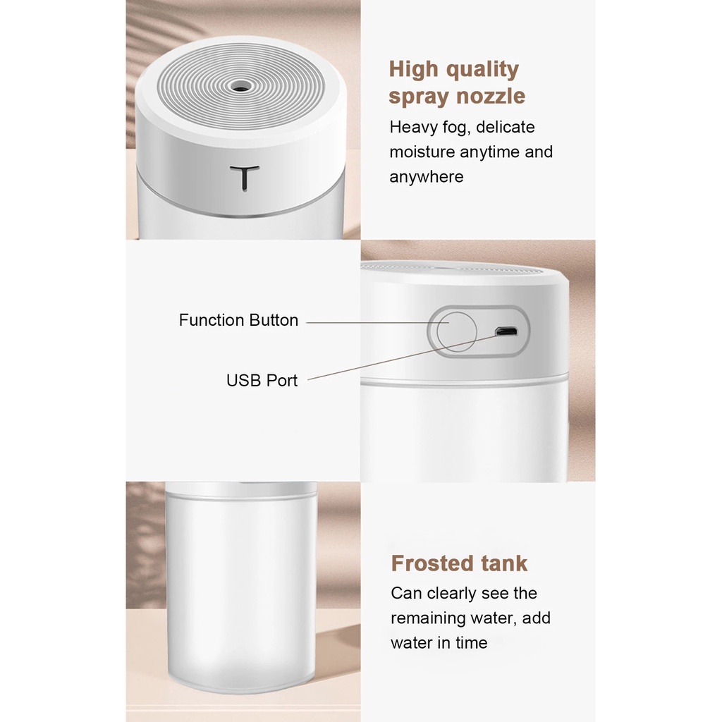 Humidifier Ultrasonic Aroma Diffuser Dengan Lampu Malam LED Untuk Rumah / Kantor / Mobil