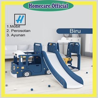3in1 Playground Perosotan Bus Tayo Ayunan  Mainan Anak Slide Swing Homecare Official HC09