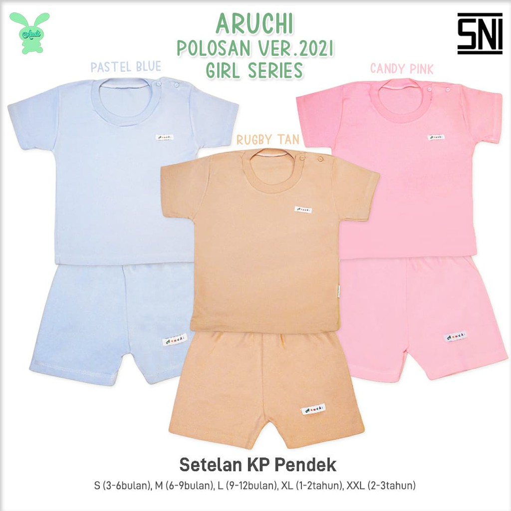 Aruchi Setelan Oblong Pendek Warna Boy / Girl - Aruchi Piyama Bayi / Aruchi Piyama Anak