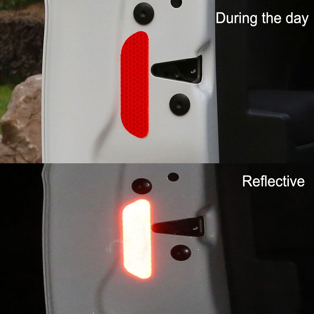 TOP 4pcs 4Pcs Reflective Tape Tail Warning Mark Car Door Stickers Auto Rear Universal Open Sign Safety/Multicolor