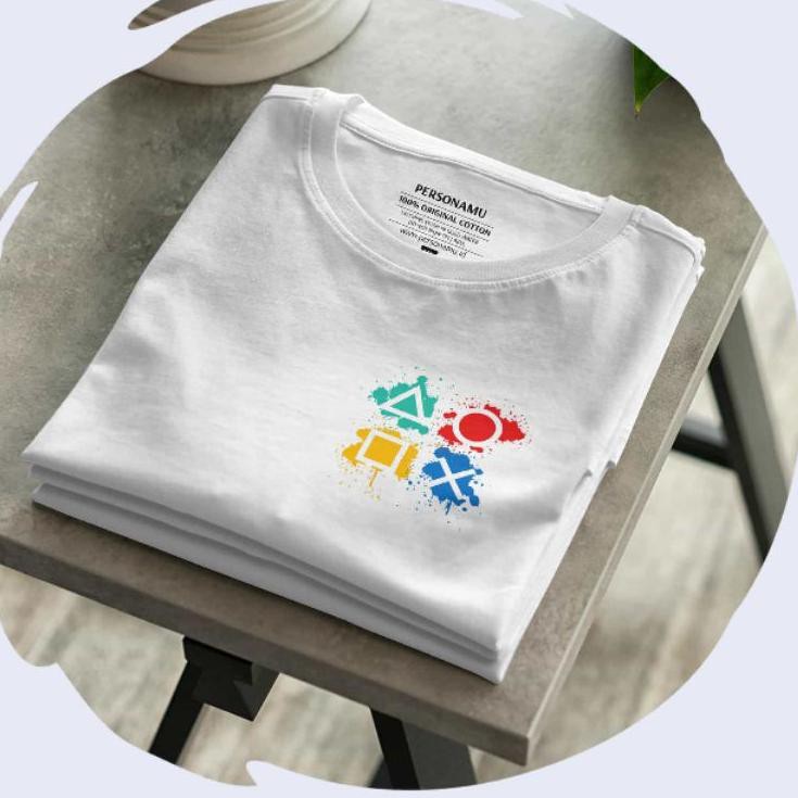 Bagus Banget.. Kaos Colorful Playstation Button - Baju Seri Game