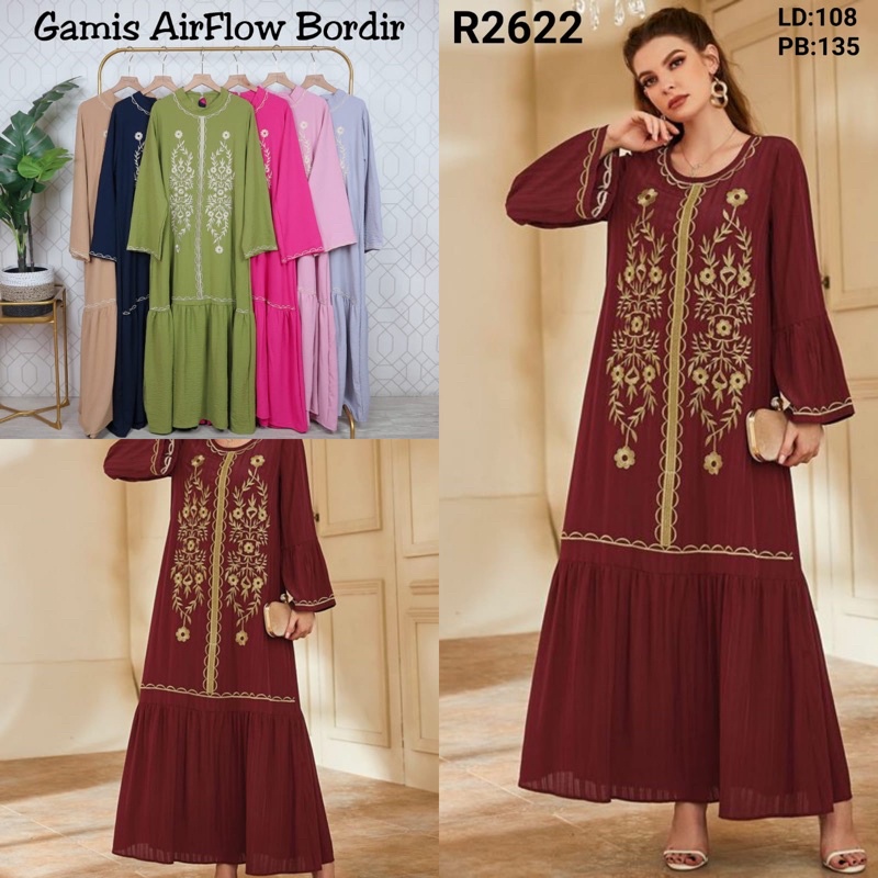 LONGDRESS CRINKLE AIRFLOW BORDIR