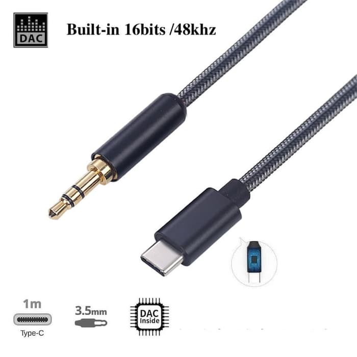 HiFi DAC Type C to 3.5mm Headphone Car Aux Audio Cable