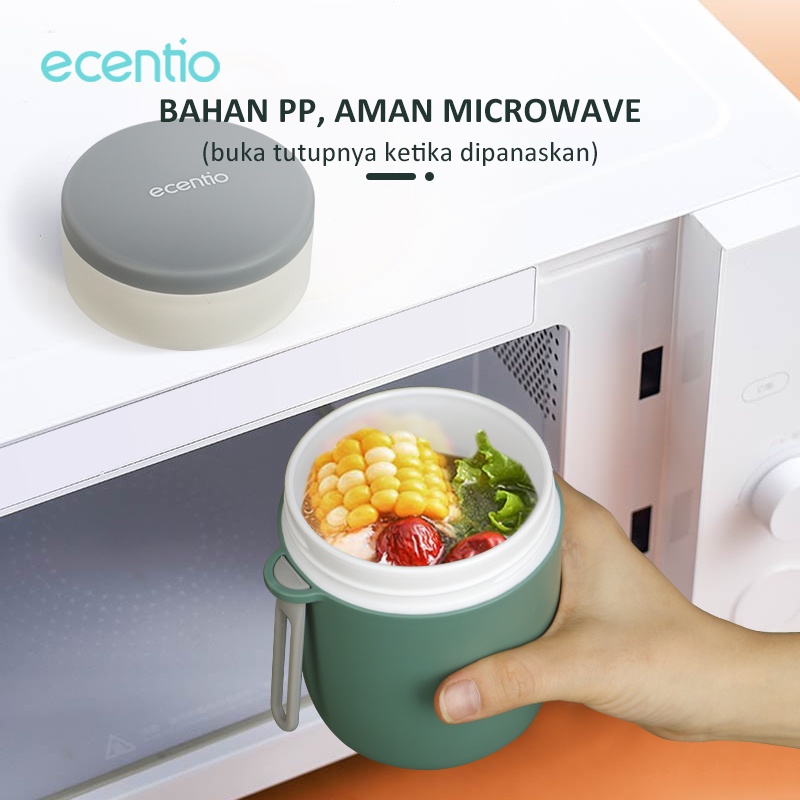 ecentio cangkir sup dengan free sendok tempat sup tahan panas Sarapan mangkuk sup piknik portable anti tumpah termos sup 500/450ml