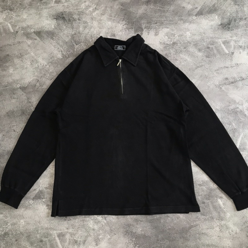 Alferdo VERSACE Half zip polo / kaos polos kerah lengan panjang pria wanita vintage