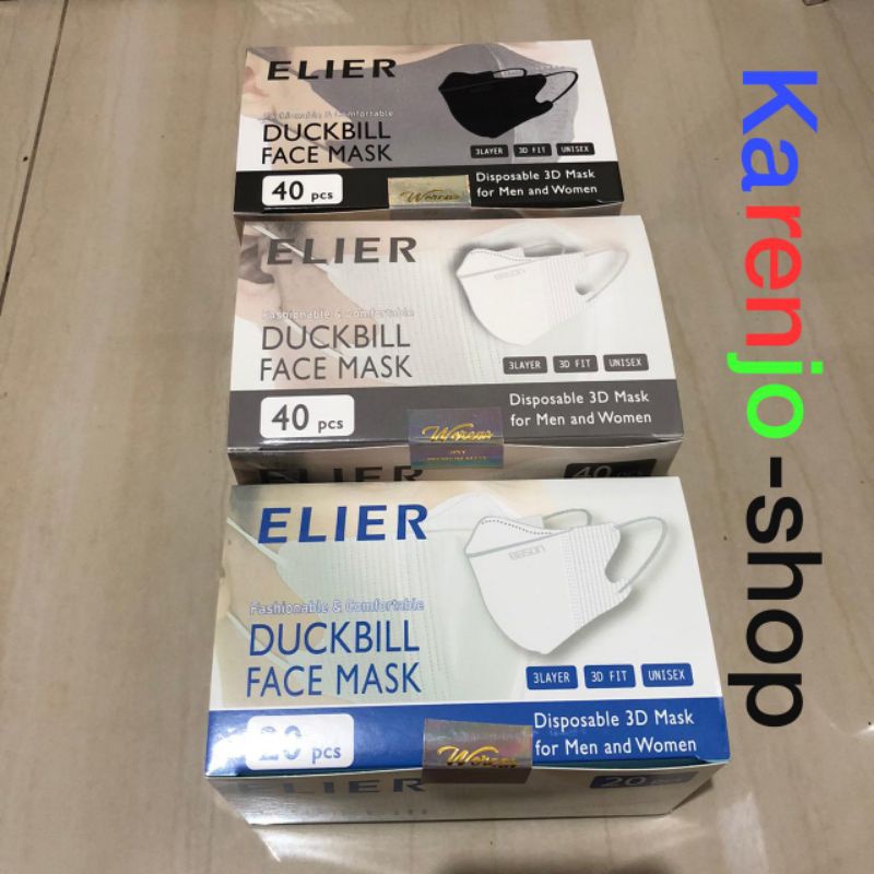 Boson Elier Masker Duckbill 20 ply ; 40 ply ; putih &amp; Hitam