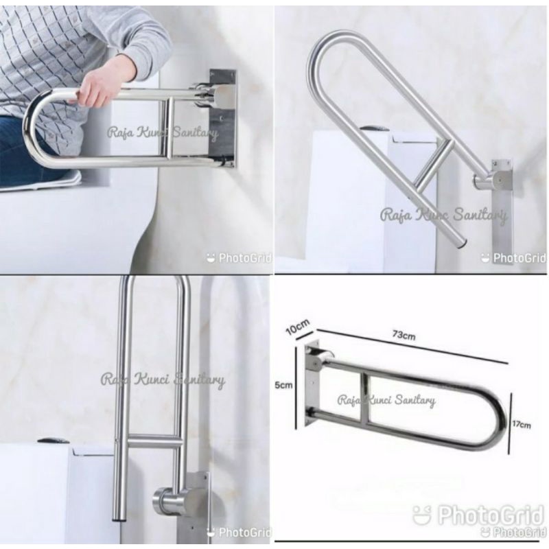 Grab Bar Disability Safety/Pegangan Kamar Mandi/Toilet Stainless Lipat