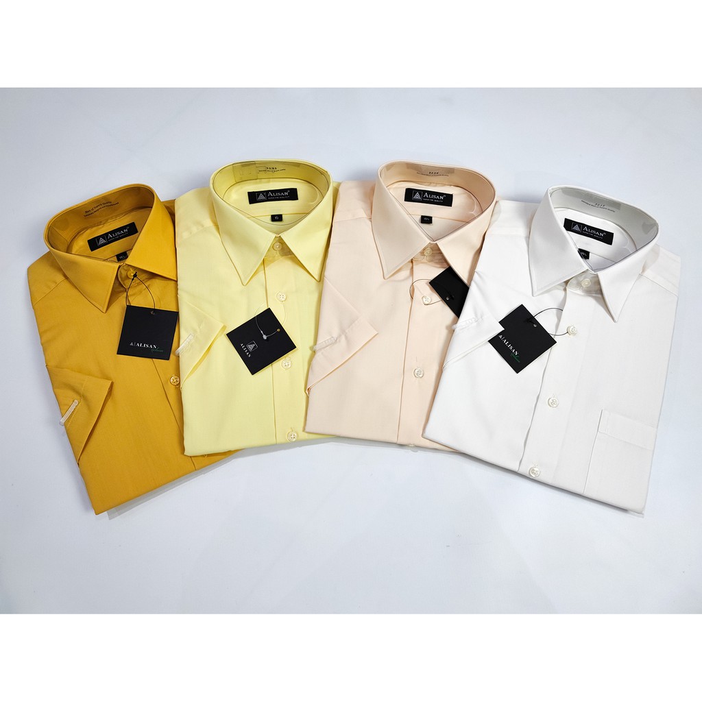 Kemeja ALISAN Polos Lengan PENDEK Regular Fit ( KUNING , SALEM , CREAM )