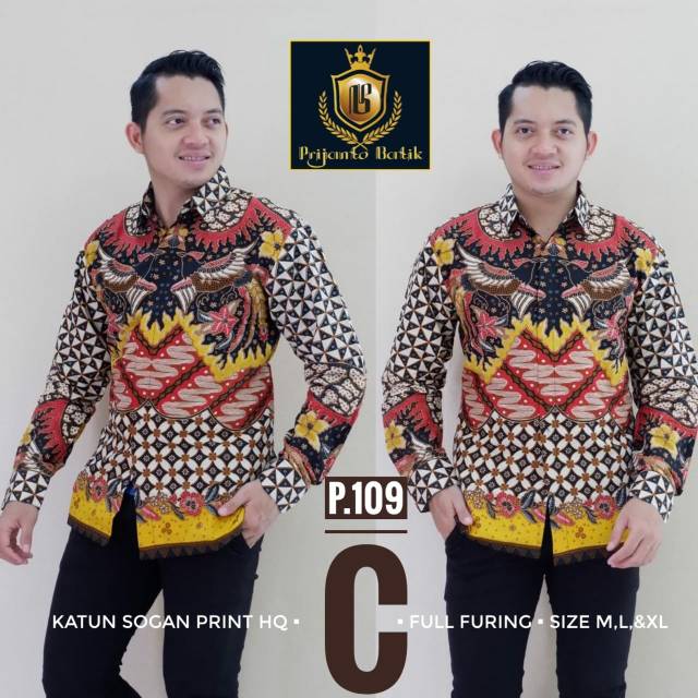 Kemeja Batik Lengan Panjang Pria Bahan Katun Lapis Furing P109