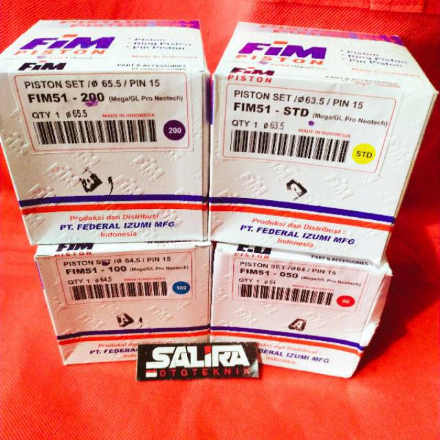 Piston Seher Seker Kit FIM Federal Izumi Pin 15 Diameter 63.5 64 64.5 65 65.5 66 FIM51 Megapro GL