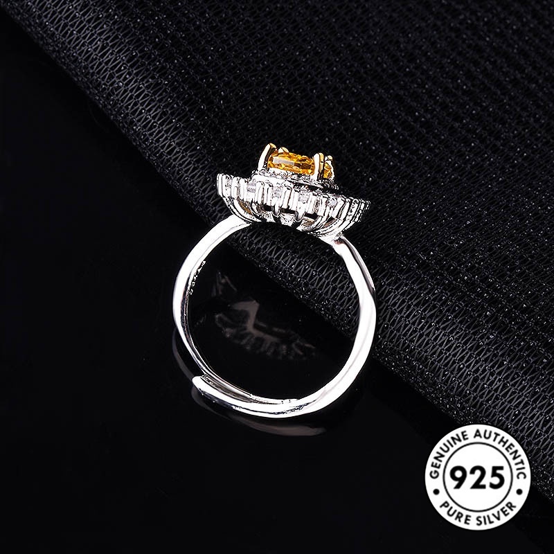 Cincin Berlian Kuning Bahan S925 Silver