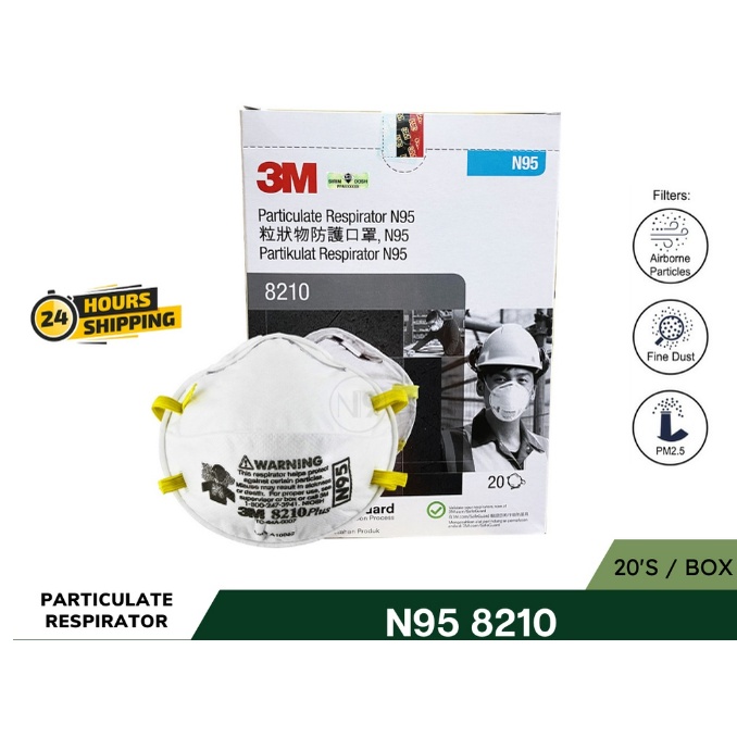 ORIGINAL! 3M Masker N95 8210 Particulate Respirator - 1 Box [20 Masker]