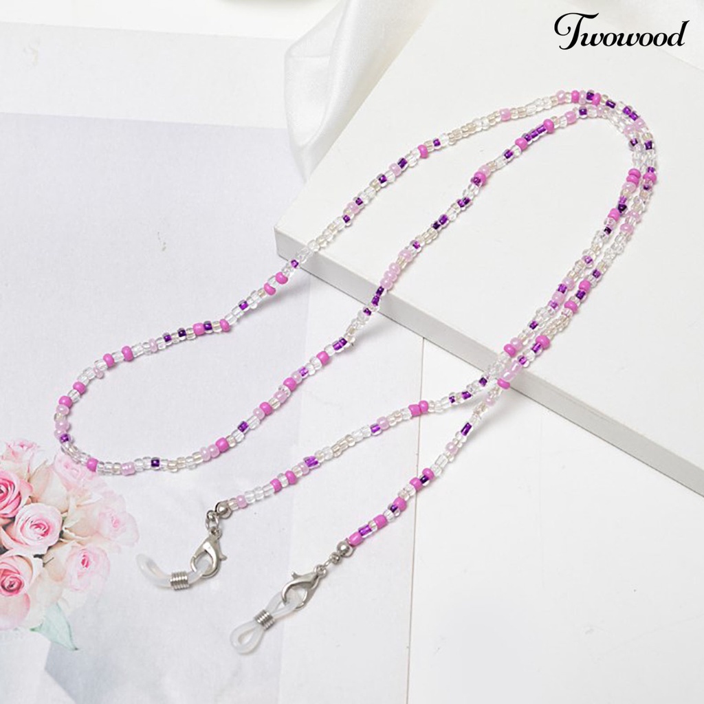 Twowood Anti-Lost Portable Eyeglass Chain Necklace Colorful Beaded Hanging Face Cover Chain Holder Glass Accessories