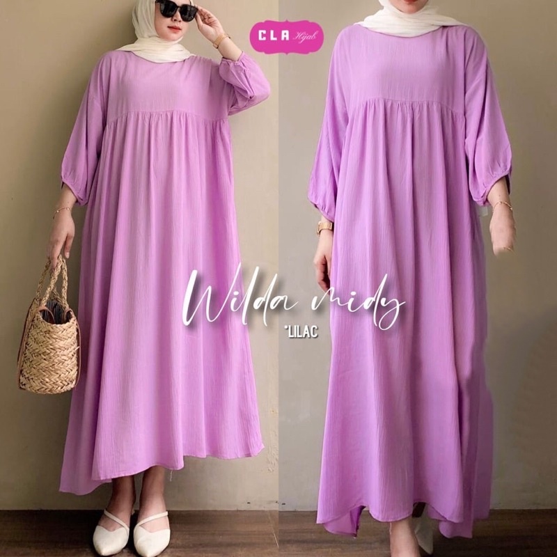 Baju Gamis Gmis Wanita Cewek Remaja Midi Dres Polos Wolfis Premium Syari Terbaru