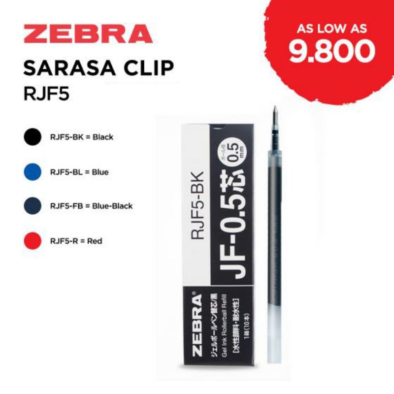 

(CO PACKING) ZEBRA SARASA CLIP REFILL 0.5 BLACK