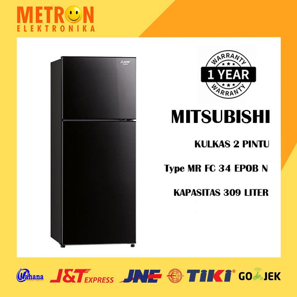 MITSUBISHI MR FC 34 EP OB N ONYX BLACK KULKAS INVERTER 2 PINTU / MRFC34EPOBN