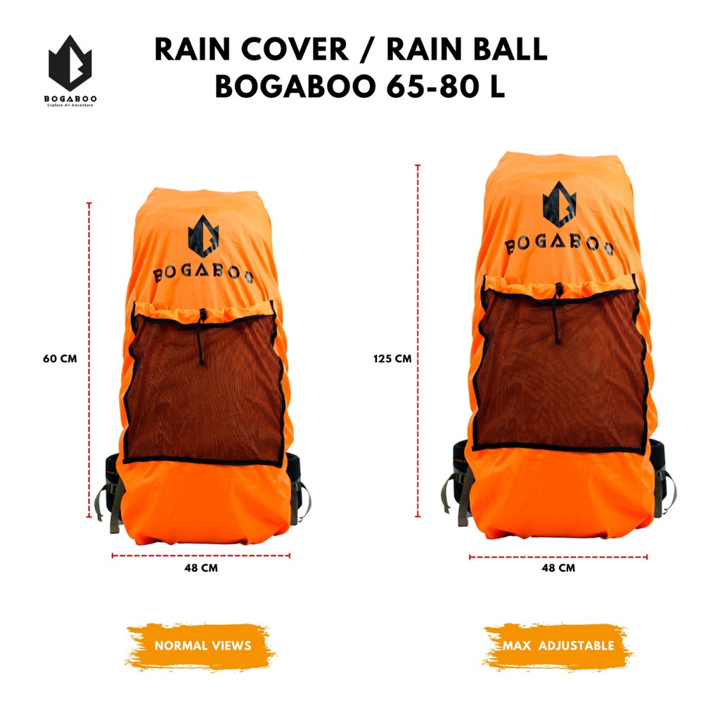 Coverbag bogaboo seri rain ball 65 up 80 L waterproof - rain cover - raincover - sarung tas - penutup tas - dust bag - waste pocket - rubbish pocket - trAsh bag KERIL GUNUNG