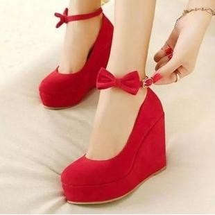 SEPATU SANDAL WEDGES WANITA SAKOTUDU MERAH