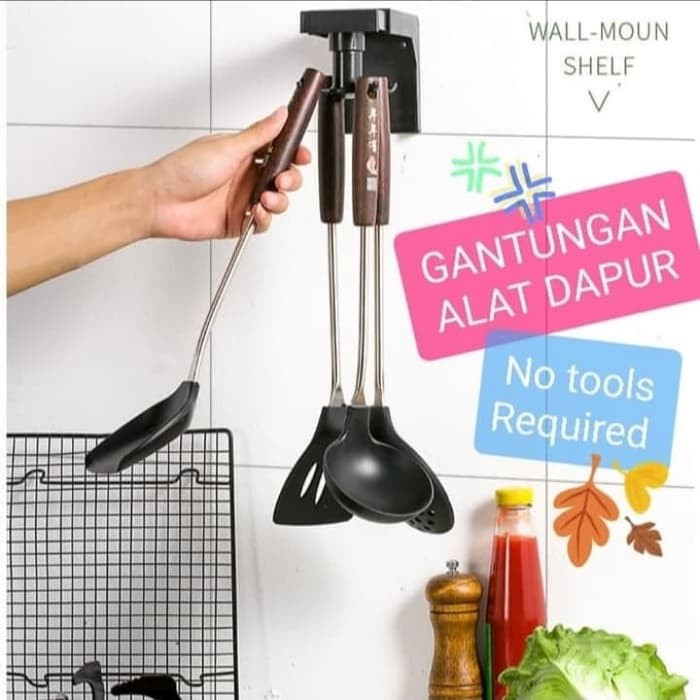 IKILOSHOP KRH6 Kitchen Rak Hook Putar Tempat Sutil Gantungan Kunci Serbaguna