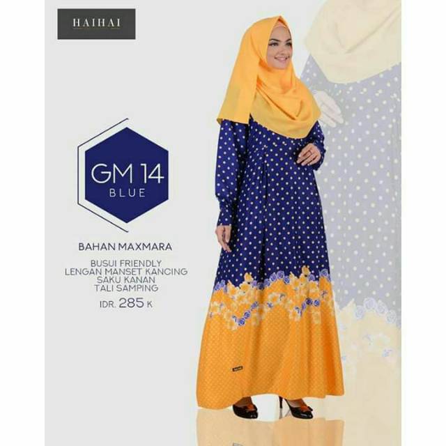 HAIHAI GAMIS KATUN GM 14 BIRU / GAMIS nPOLKADOT