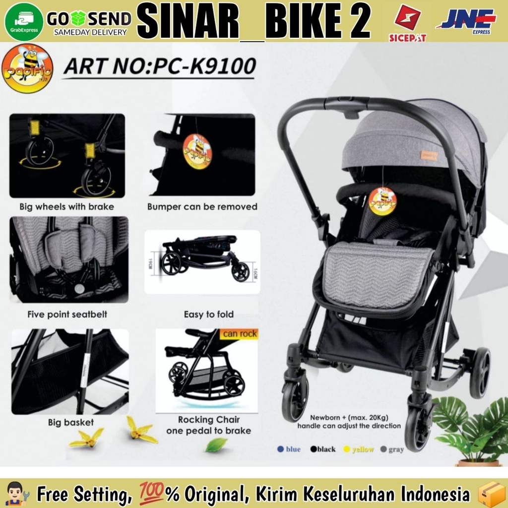 Baby Stroller PACIFIC PC K9100 Cabin Size Kereta Dorong Anak Bayi