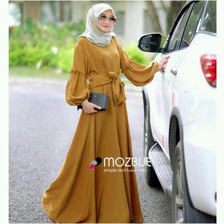 GAMIS SYARI BRENDA PESTA MEWAH BAJU LEBARAN WANITA REAL PIC SIZE L BUSUI KLOK 4M MERAH PUTIH HITAM