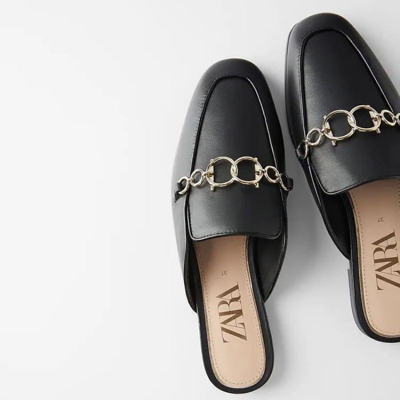 Sepatu Wanita Sandal Wanita Zara ZR-175 Leather Mule Loafer Flat shoes Sepatu Flatshoes Wanita Impor