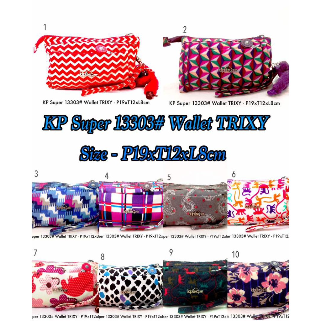 DOMPET KIPLING WANITA BANYAK RUANG KP 13303 TRIXY DOMPET HP UANG KARTU SUPER