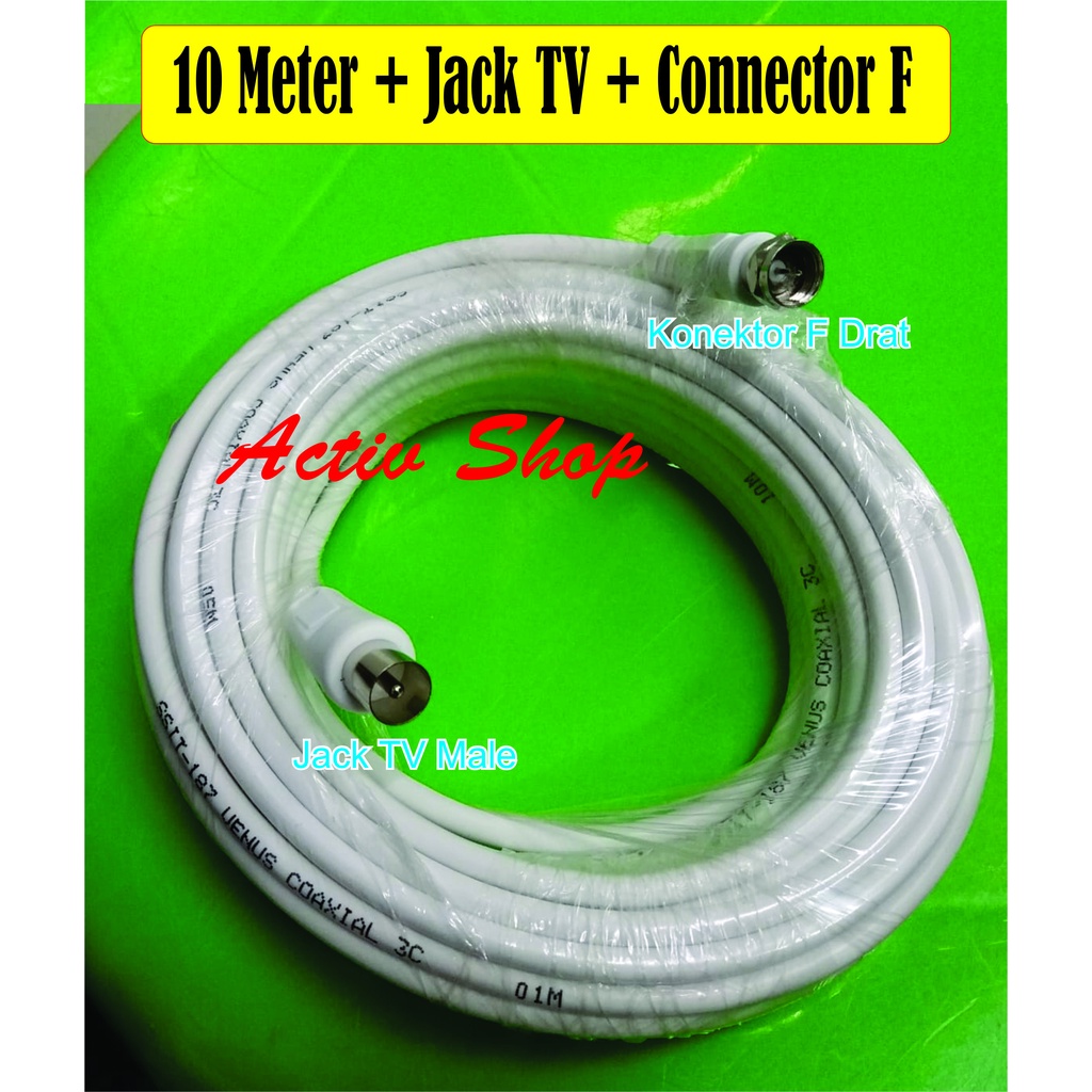 Kabel Antena TV Digital VENUS 10 meter + Konektor F + Jack TV Male