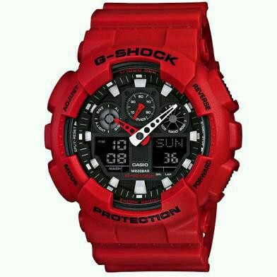 Casio g - shock / jam tangan pria / merah / resin / ga-100b - 4a original dan bergaransi