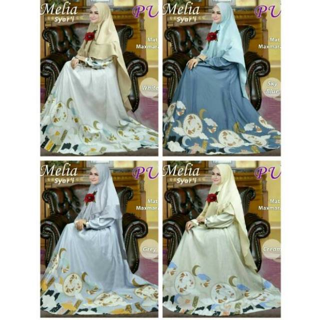 Melia syari jumbo gamis busui mewah pesta set khimar maxmara