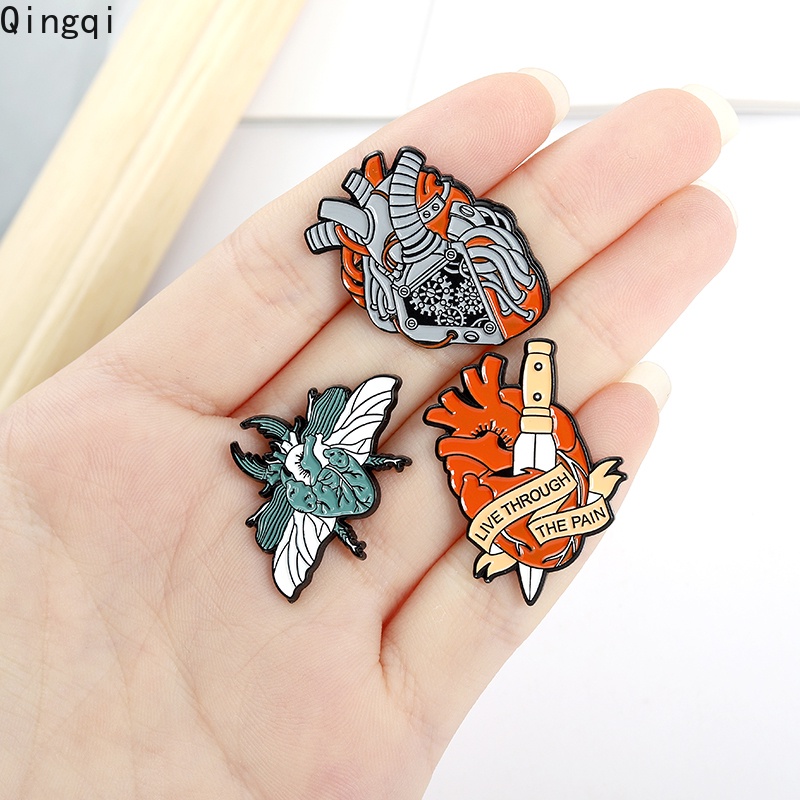 Bros Pin Enamel Bentuk Kartun Organ Hati Untuk Hadiah Teman