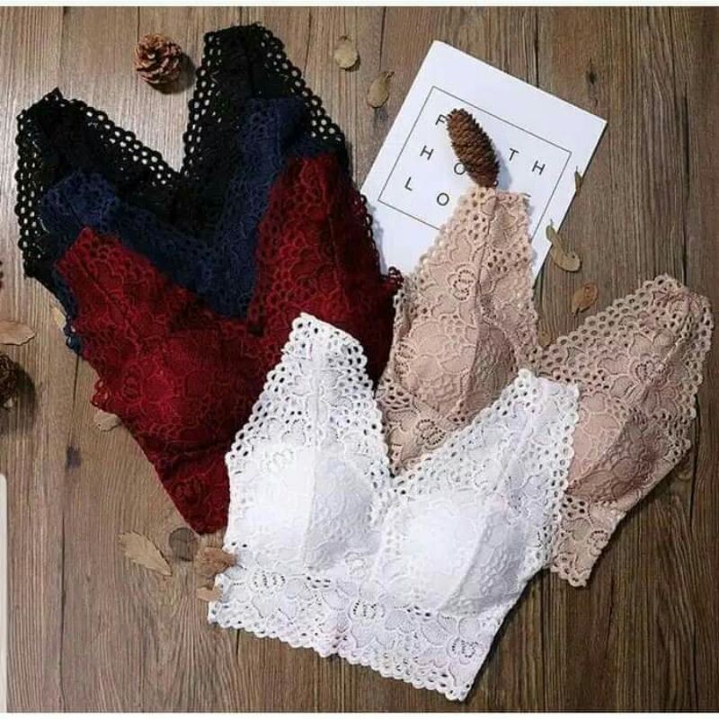 Bralette brokat sport import bh wanita miniset pakaian dalam cewek underware
