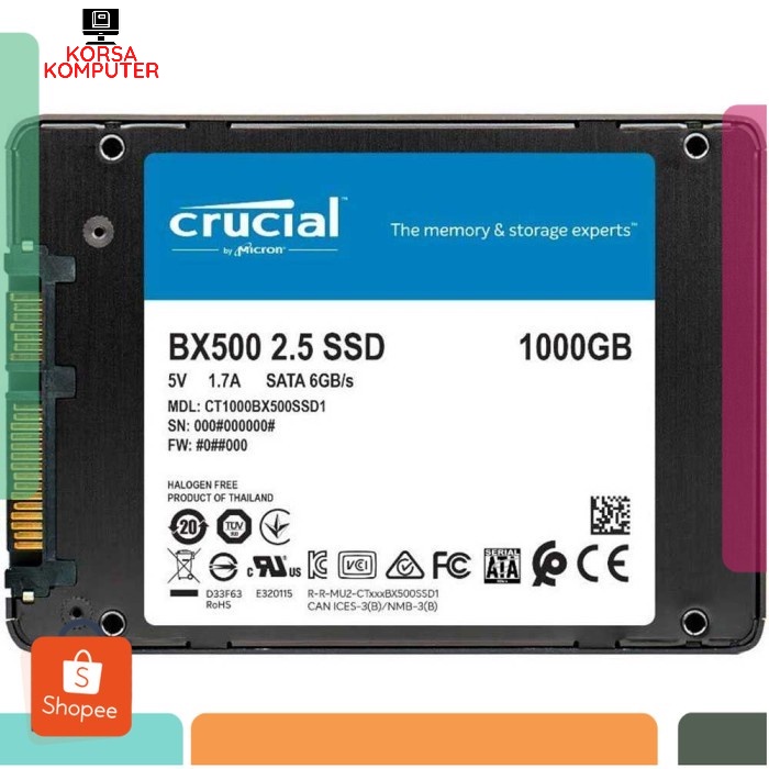 SSD Sata 1Tb SSD SATA 2.5 Inch Original SSD Laptop 1Tb SSD Komputer - Hitam, 1TB